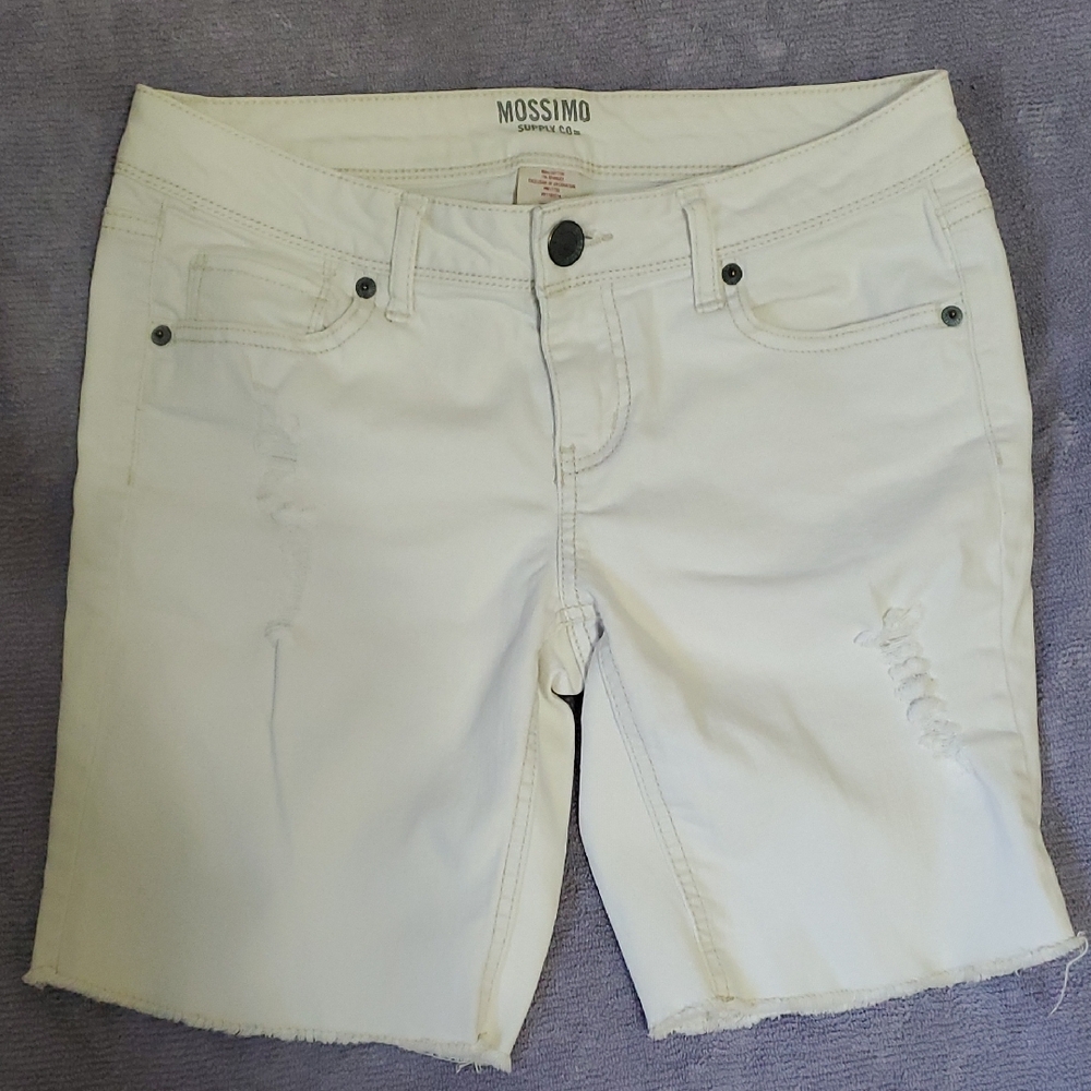 Mossimo Supply Co. White Denim Shorts - Frayed Hem